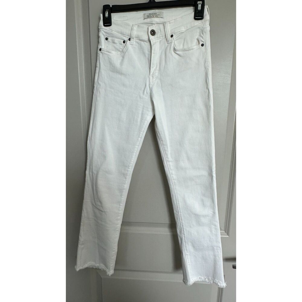Principle Denim Optimist White Cropped Fray Jeans Women's Sz 25
